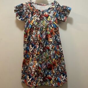 Disney boutique dress in a soft fabric. Fits ages 3-5. Tons of Disney characters